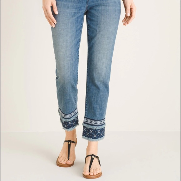 CHICO’S So slimming girlfriend slim leg crop w/ embroidered - Picture 3 of 13